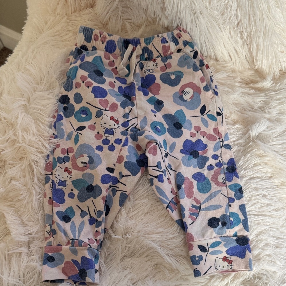 Tea Collection Blue & Pink Floral Hello Kitty Joggers for Kids